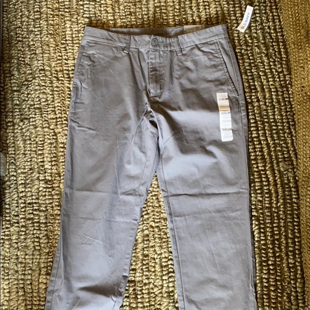 Men’s grey flat front cotton twill pants
